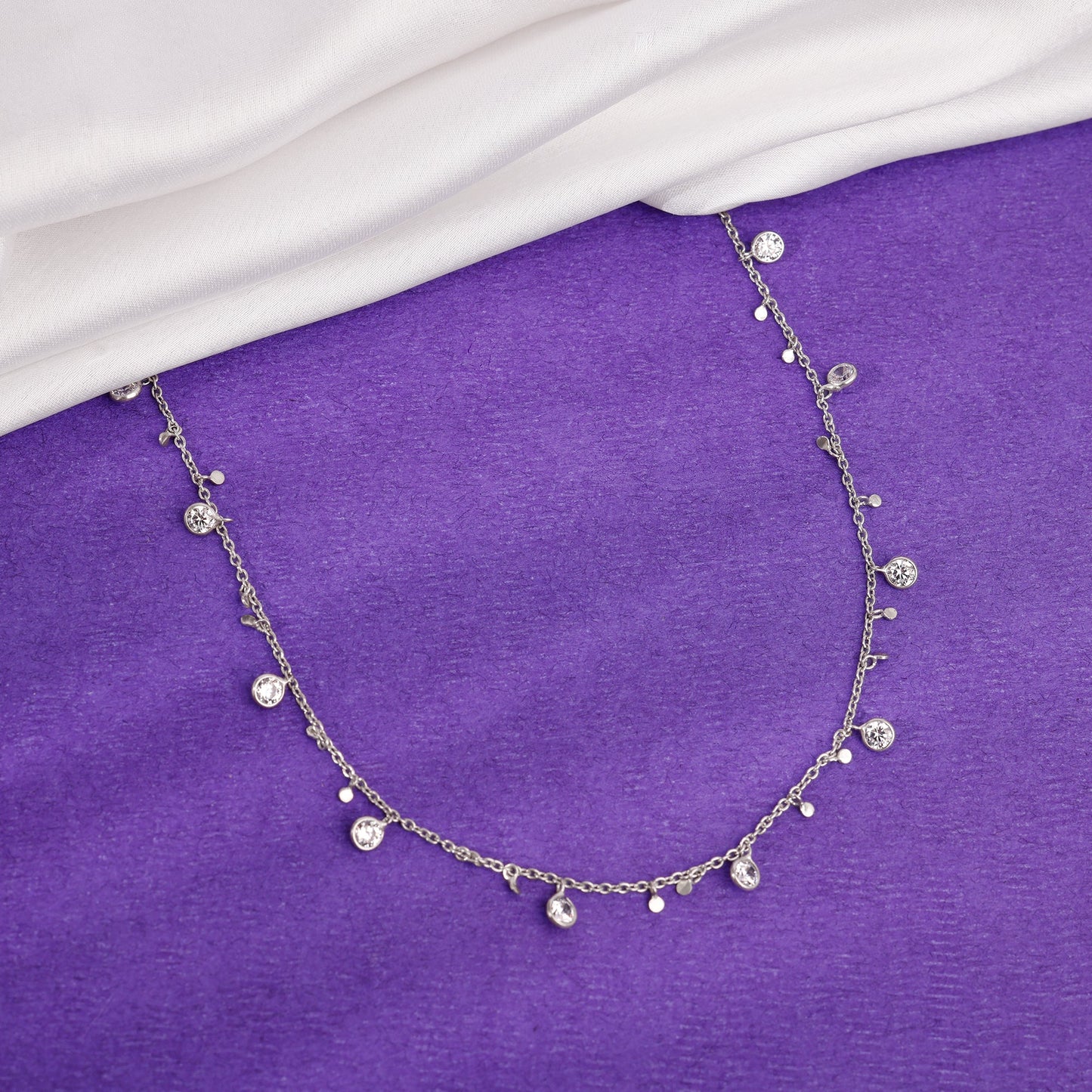 Silver Zirconia Charm Necklace