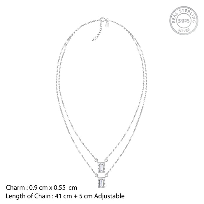 Silver Radiant Baguette Layered Necklace