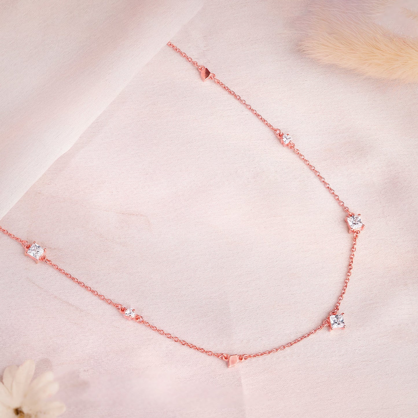 Rose Gold Gometric Charm Necklace
