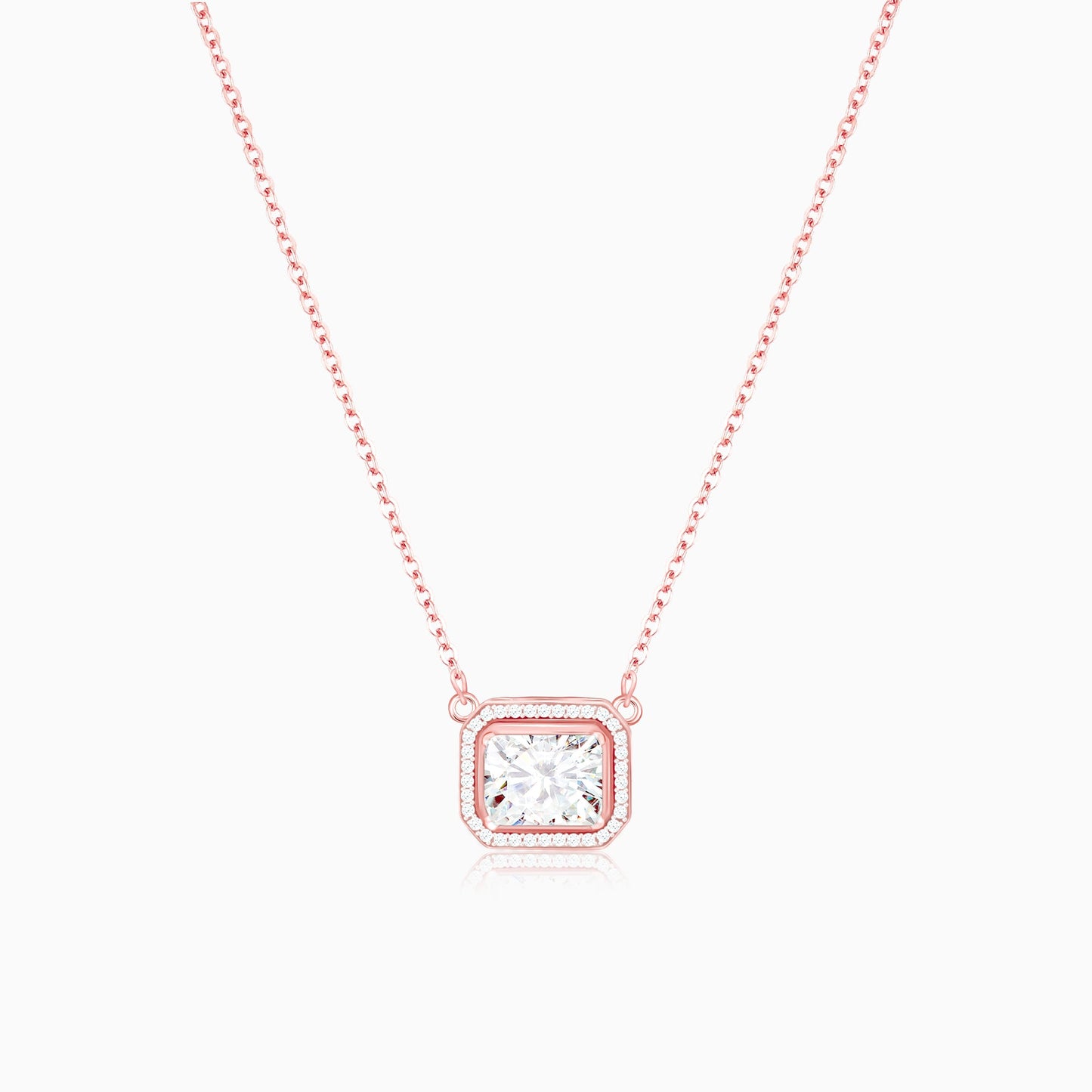 Rose Gold Studded Baguette  Necklace