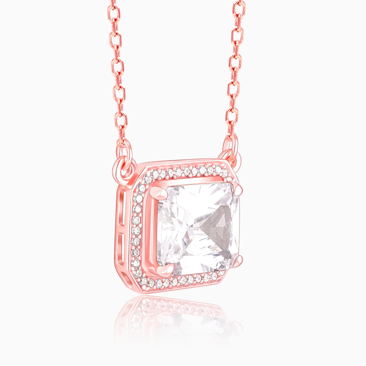 Rose Gold Studded Baguette  Necklace