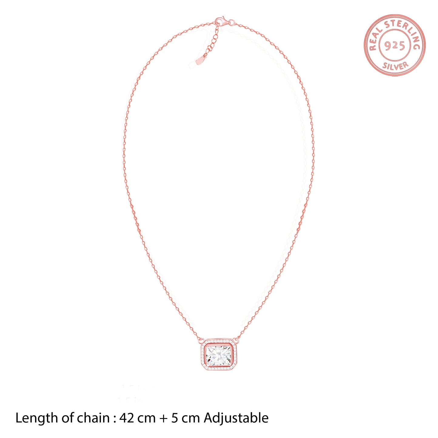 Rose Gold Studded Baguette  Necklace