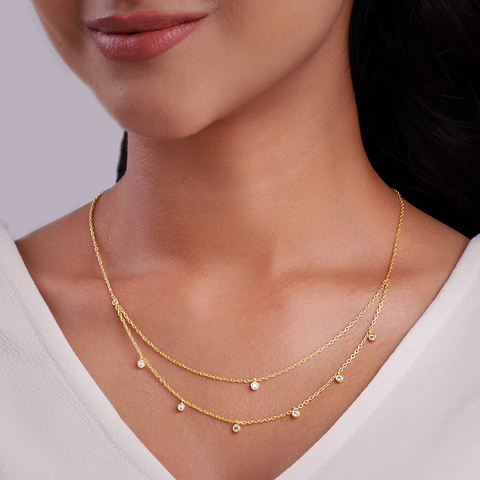 Golden Dual Layer Zircon Necklace