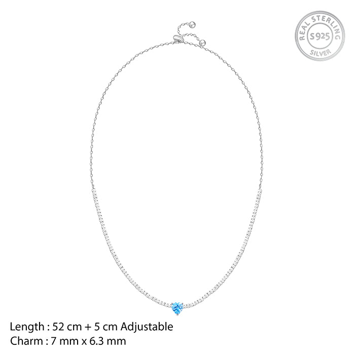 Silver Blue Heart Choker Necklace