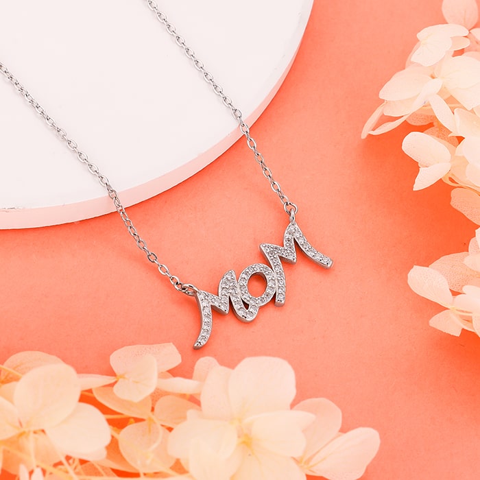 Anushka Sharma Silver Zircon MOM Necklace