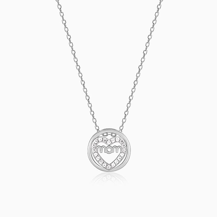 Silver Heart MOM Necklace