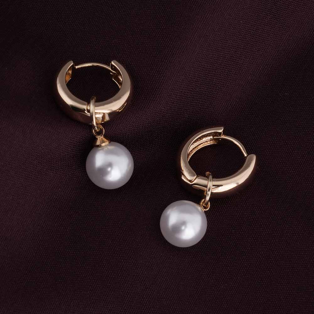 Medium Pearl Hoop Earrings