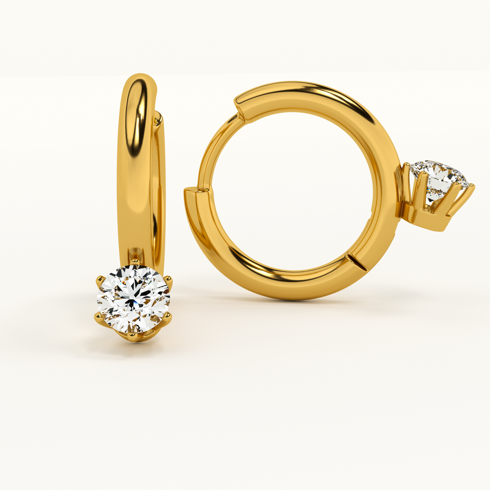 Athena Solitaire Hoop Earrings