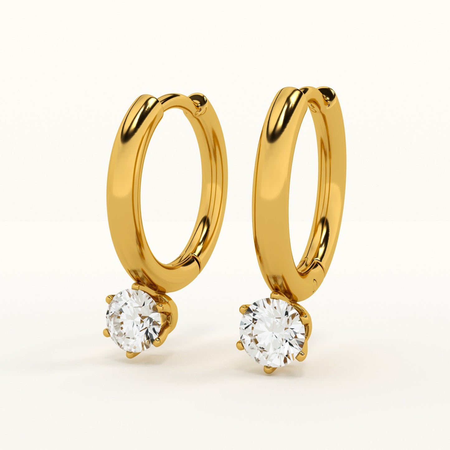 Athena Solitaire Hoop Earrings & Two Layered Solitaire Drop Necklace Combo Set