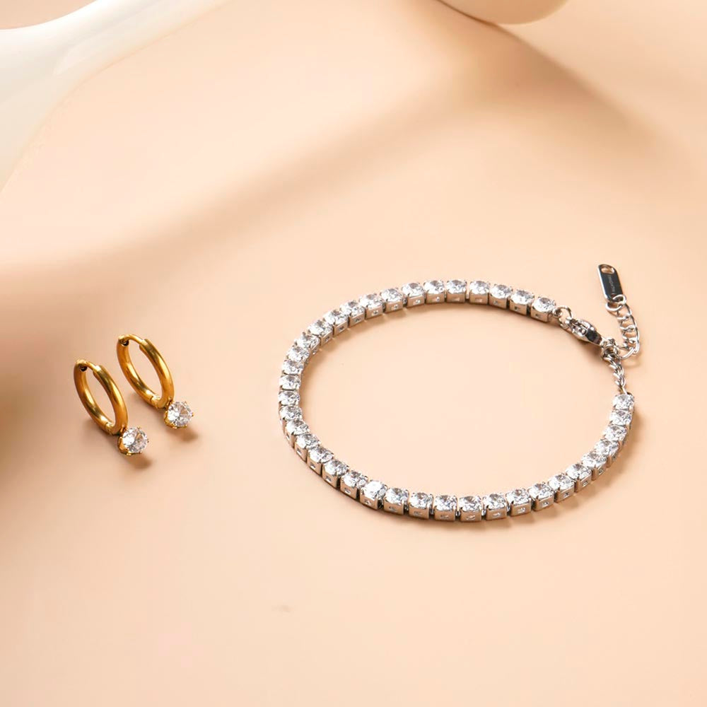 Athena Solitaire Hoop Earrings & Diamond Affair Bracelet Combo Set