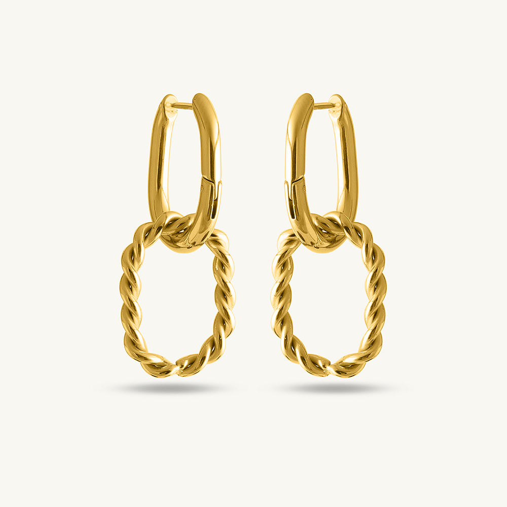 Rope N Snake Chain & Double Rings Hoop Earrings Combo Set