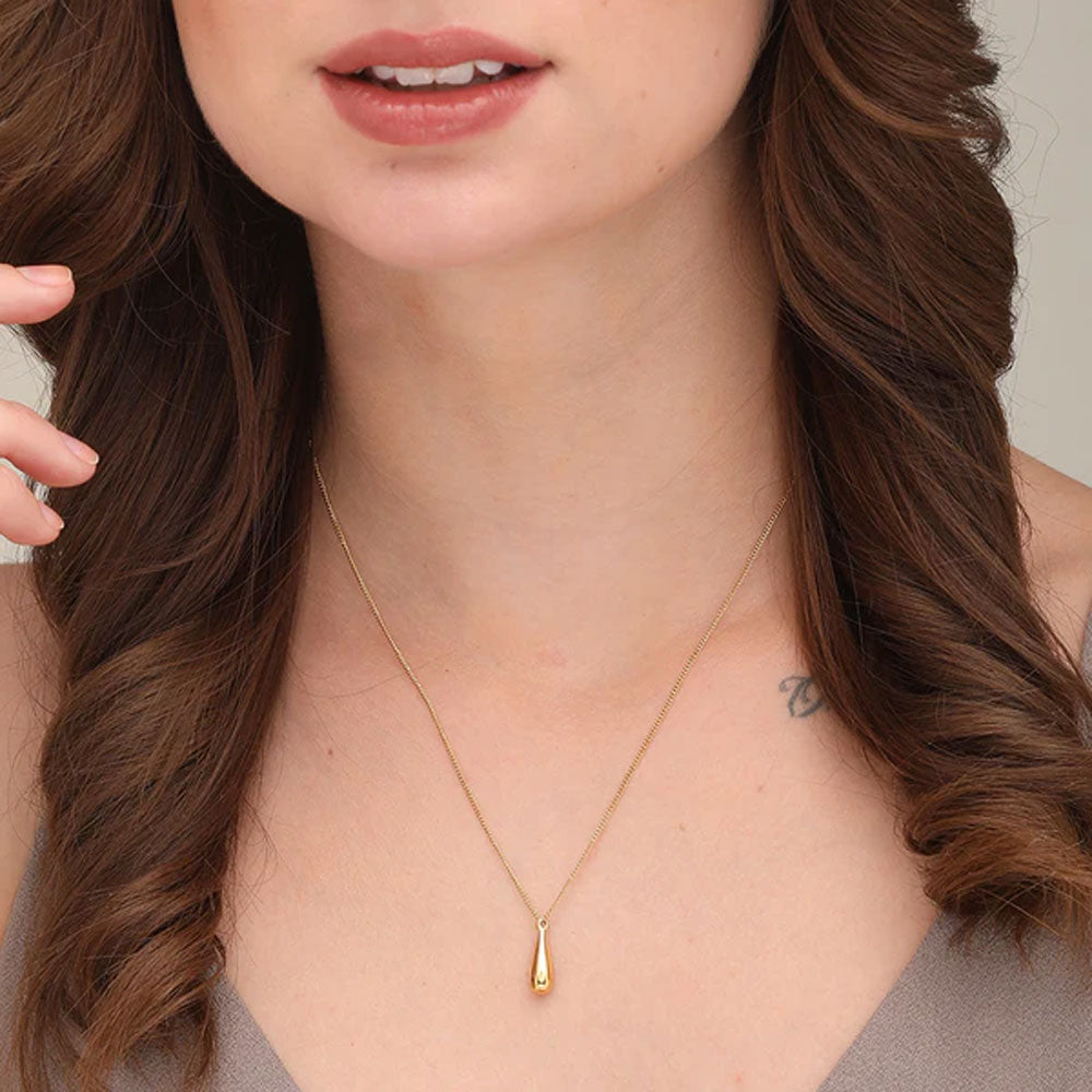 Thin Drop Necklace & Plain Stackable Bangle Bracelet |4MM Combo Set
