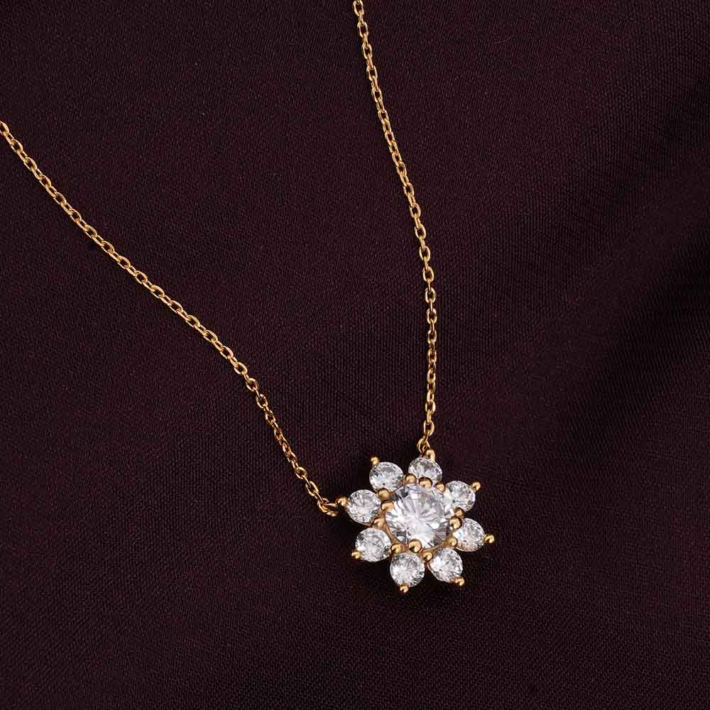Flower Solitaire Necklace- 18K Gold Vermeil