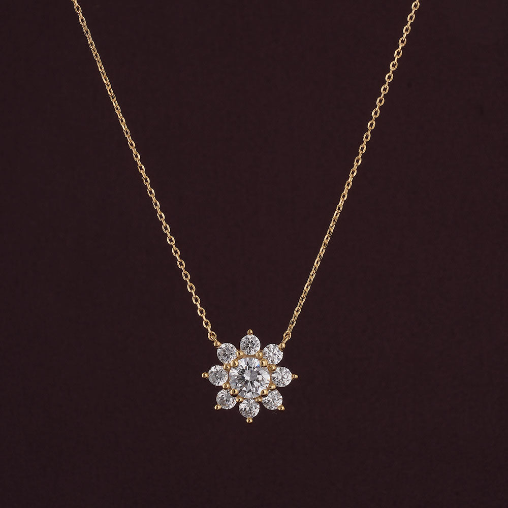 Flower Solitaire Necklace- 18K Gold Vermeil