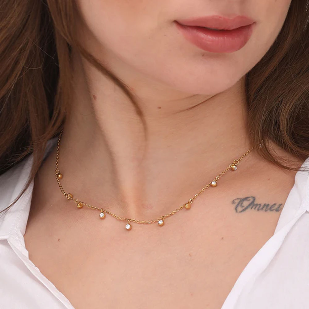 Multiple Stones Necklace & Dazzling Stone Bangle Bracelet Combo Set