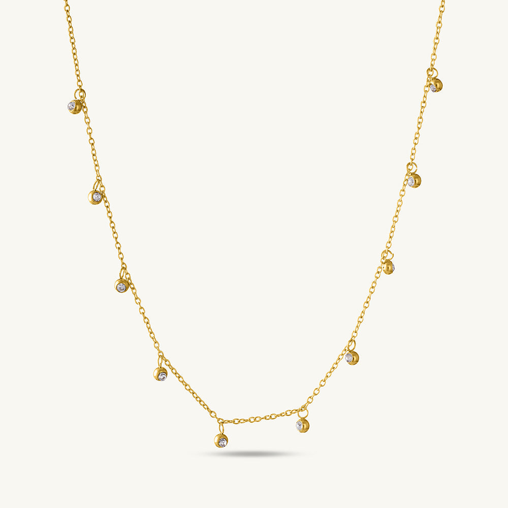 Multiple Stones Necklace & Dazzling Stone Bangle Bracelet Combo Set