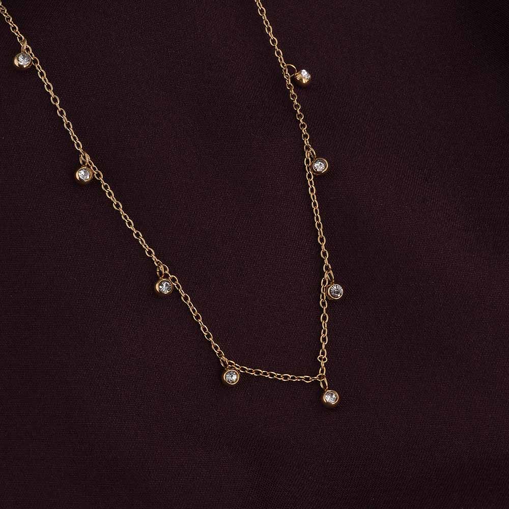 Multiple Stones Necklace & Dainty Solitaire Ring Gift set