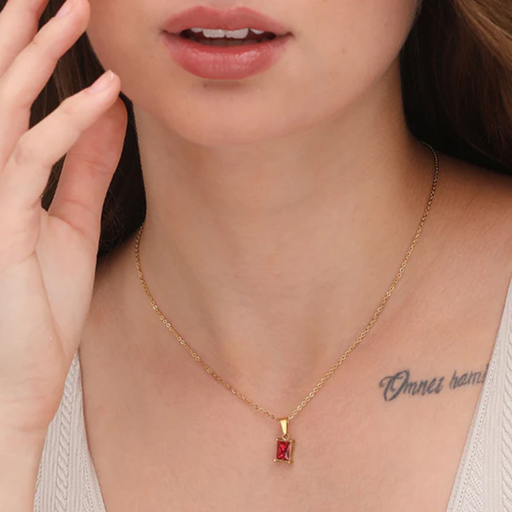 Ruby Red Stone Necklace
