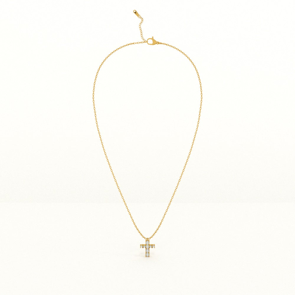 Stone Studded Cross Necklace
