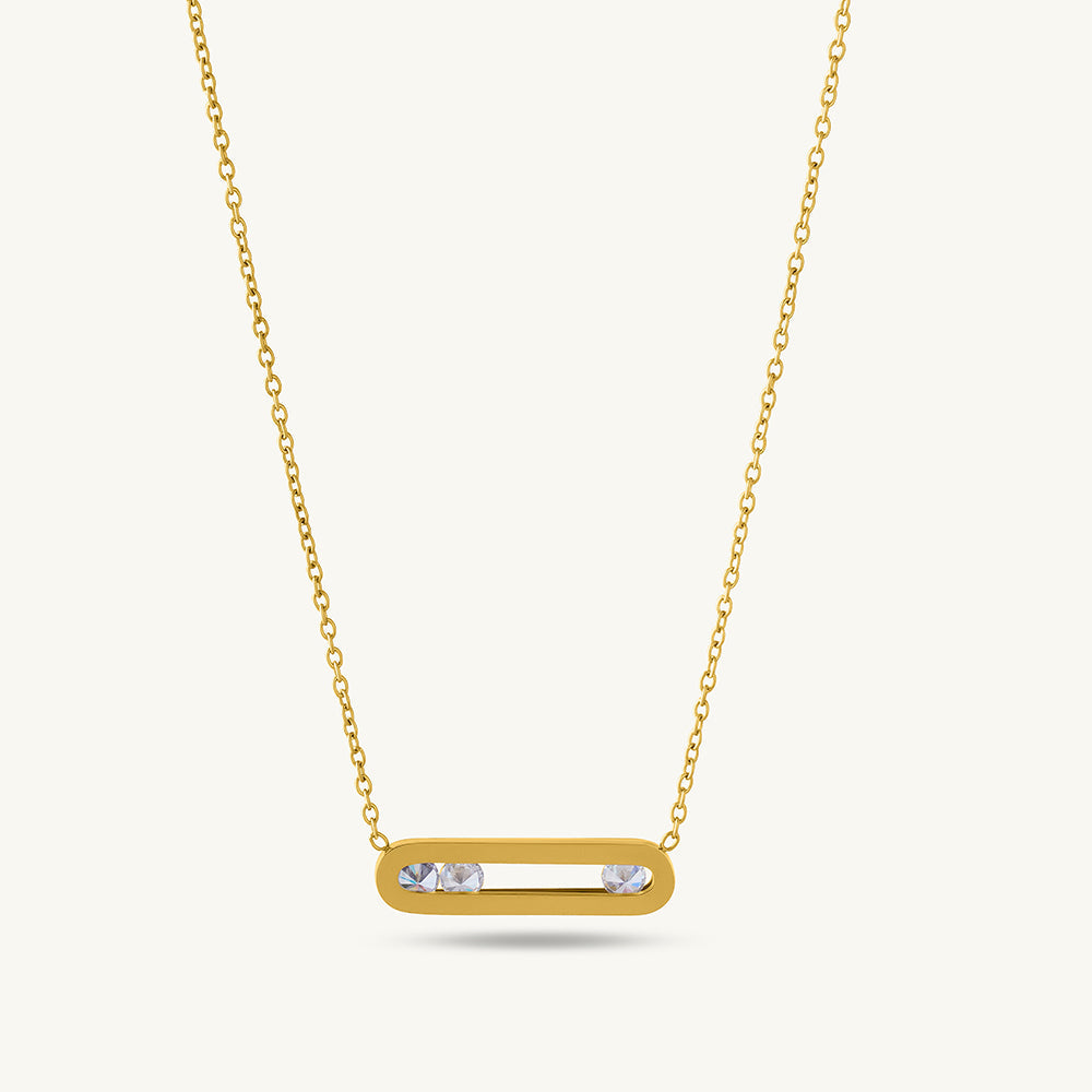 Stones Bar Necklace & Bar Charm Bracelet Combo Set