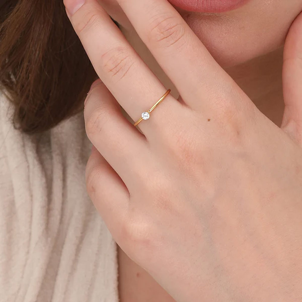 Dainty Solitaire Ring & Sparkling Hearts Gold Necklace Gift set