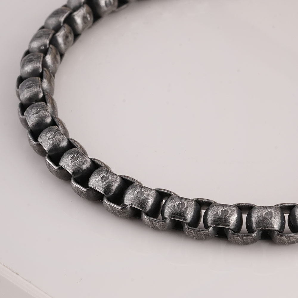 Silver Ball Chain Black Bracelet