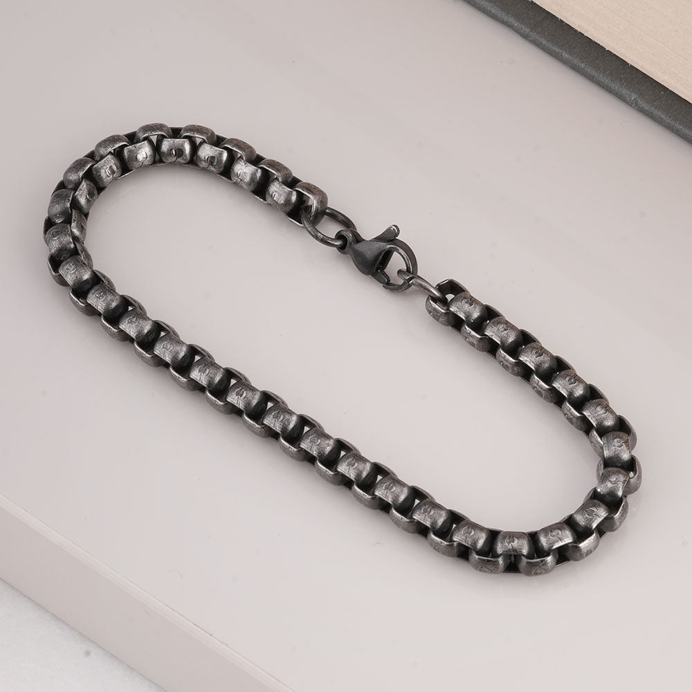 Silver Ball Chain Black Bracelet