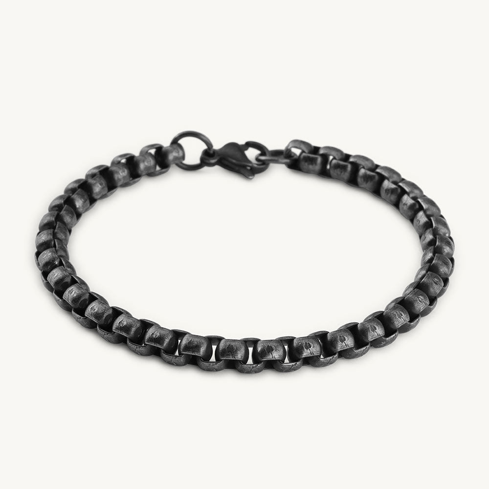 Silver Ball Chain Black Bracelet
