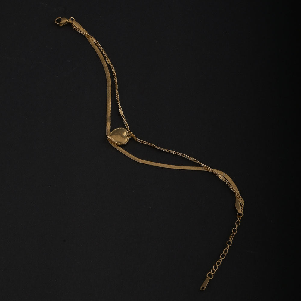 "Love You" Engraved Layered Anklet