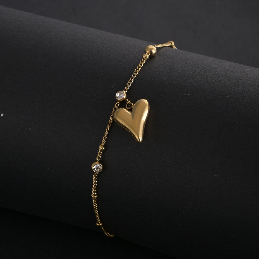 Heart Charm Solitaire Bracelet