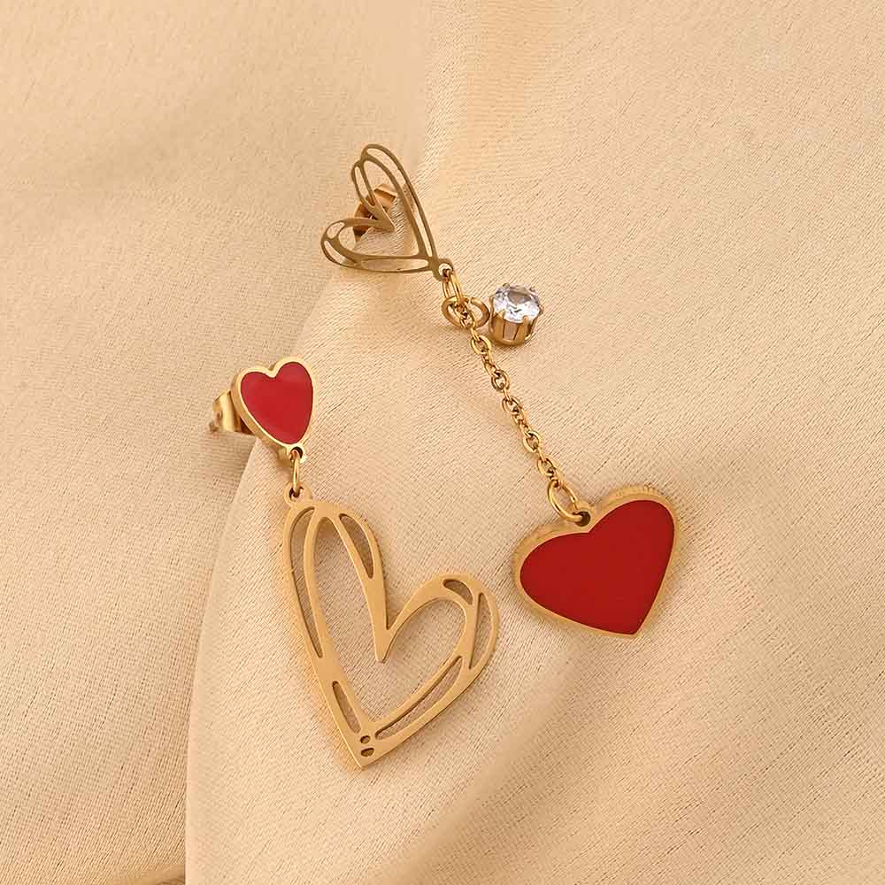 Red Heart Dangle Earrings