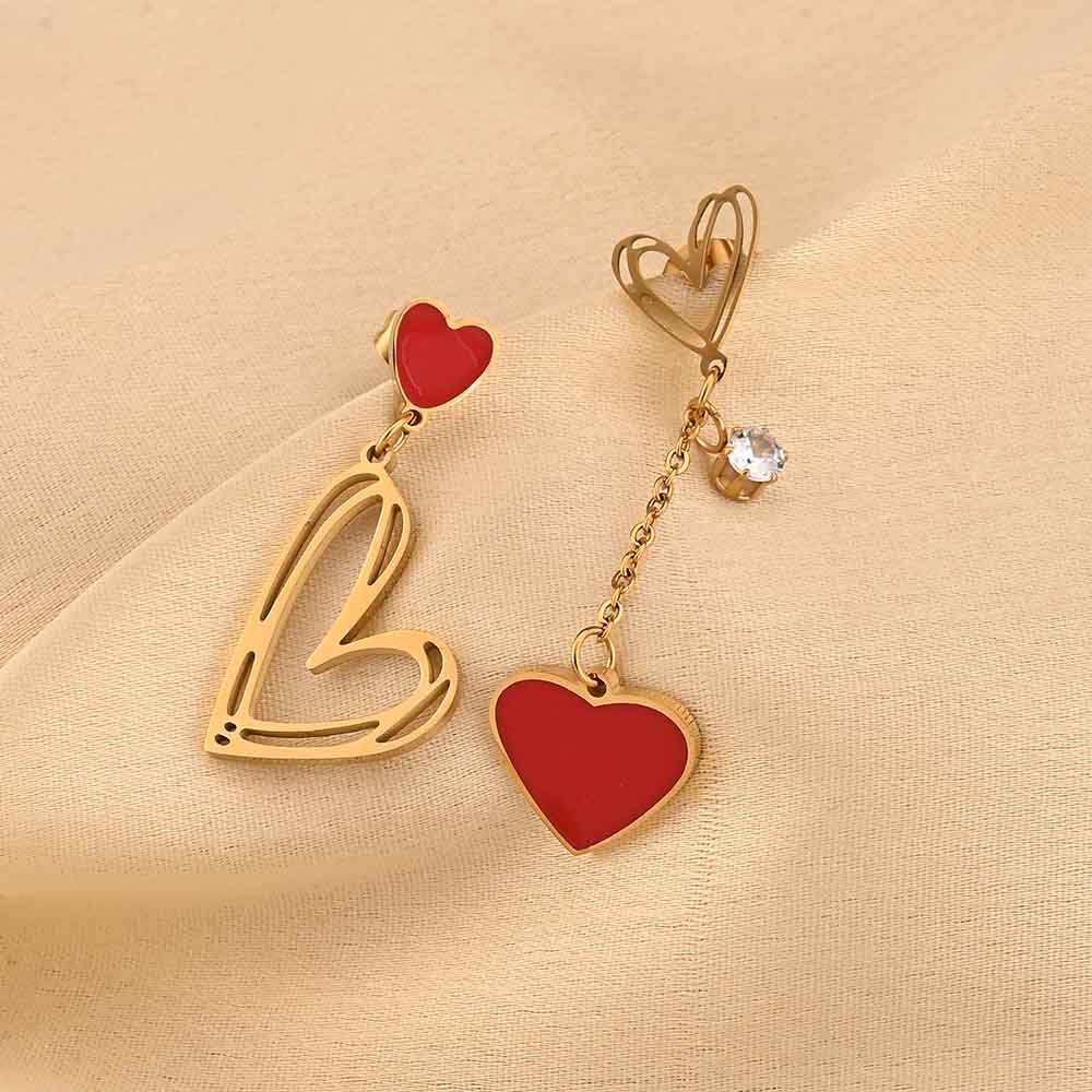 Red Heart Dangle Earrings