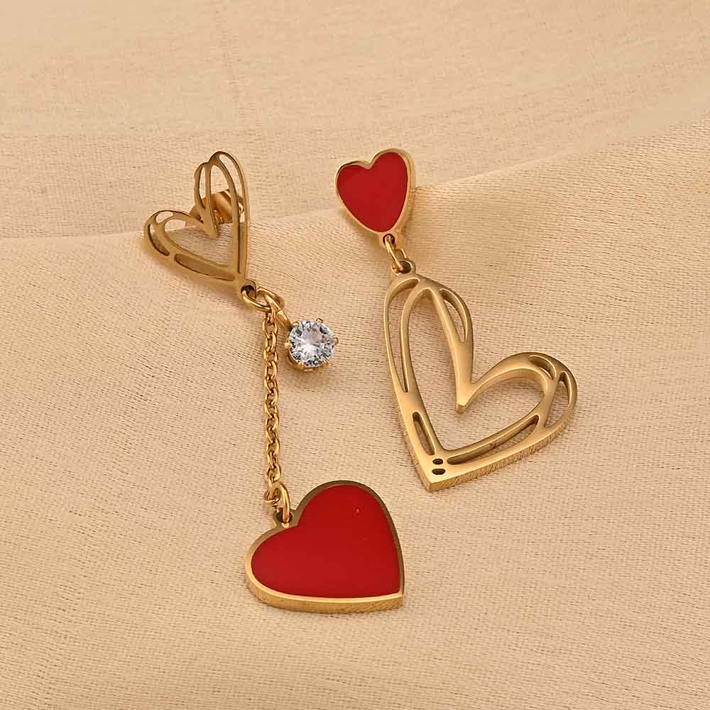 Red Heart Dangle Earrings