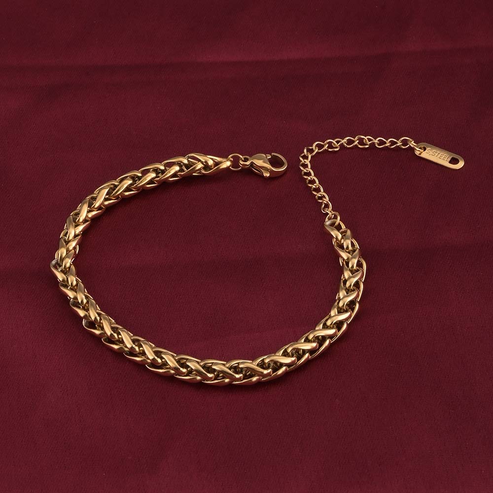 Gold Braided Chain Bracelet