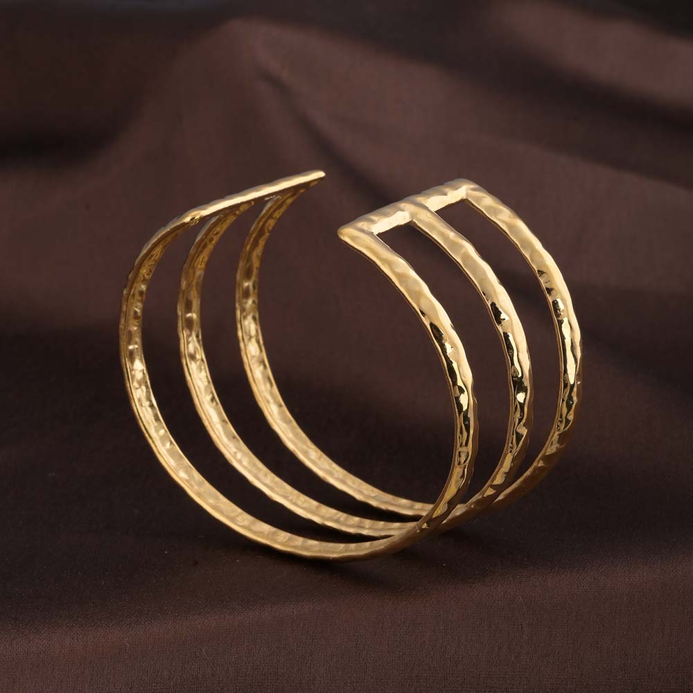 Three Layer Sleek Gold Cuff Bracelet