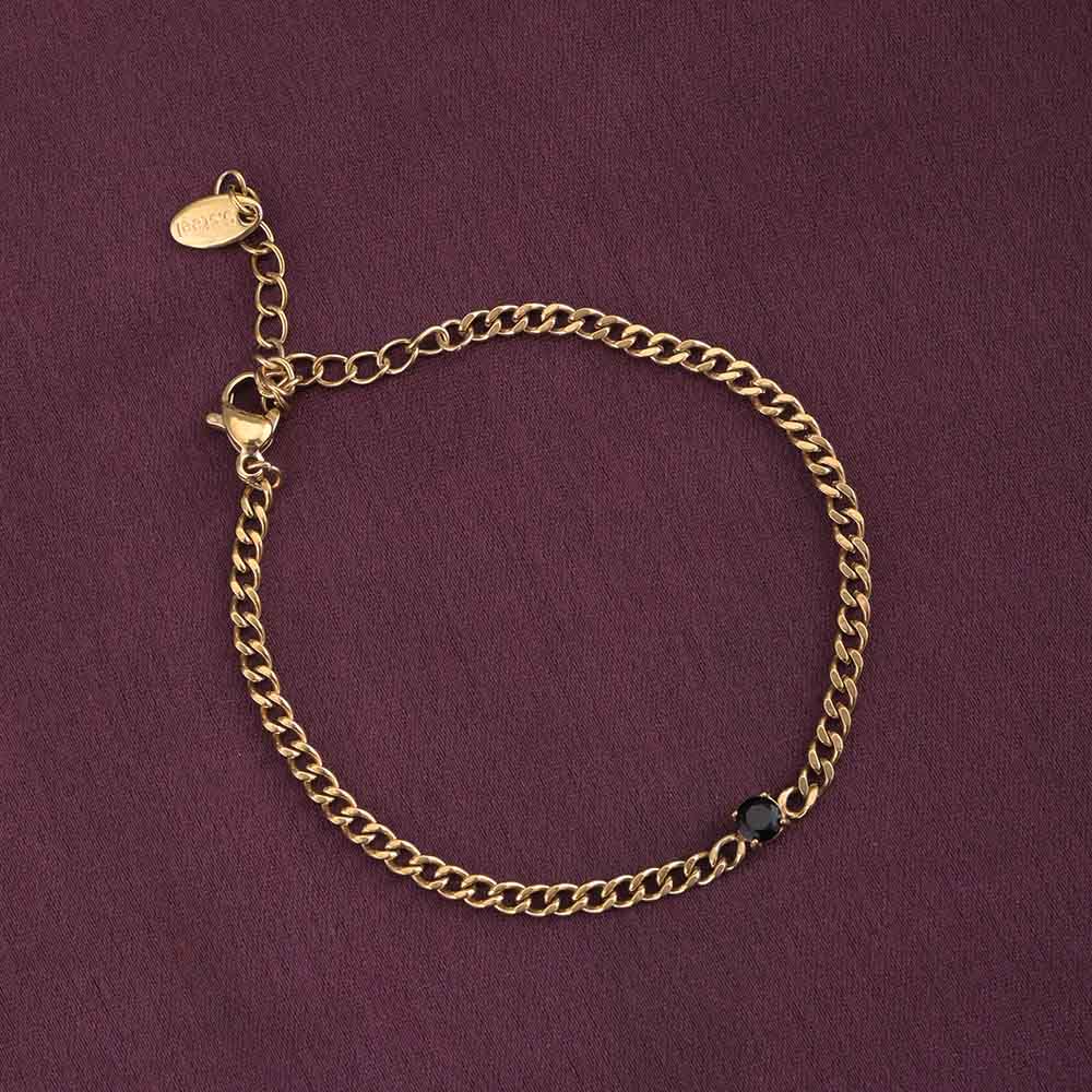 Vintage Black Gemstone Chain Bracelet