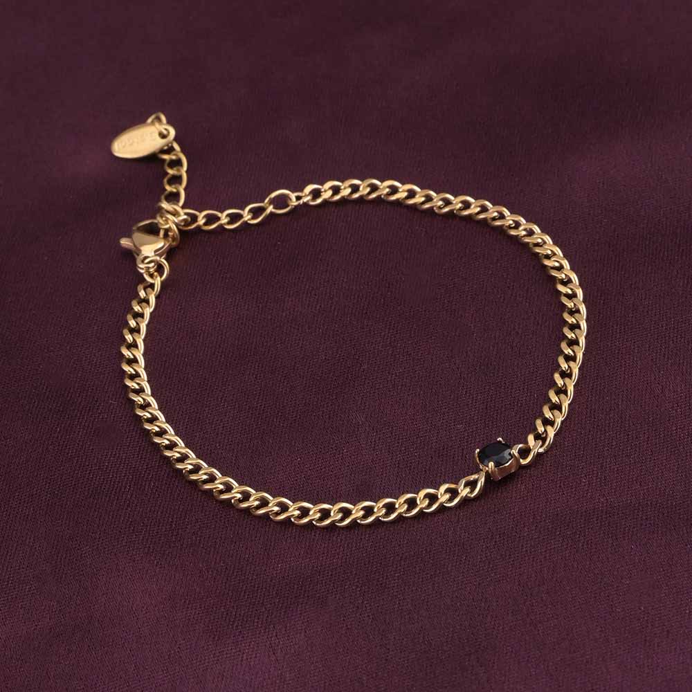 Vintage Black Gemstone Chain Bracelet