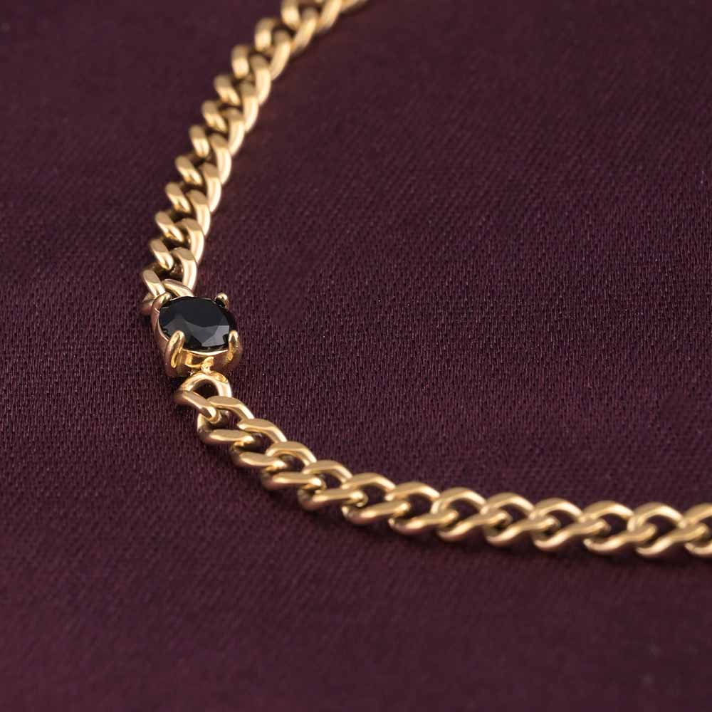 Vintage Black Gemstone Chain Bracelet
