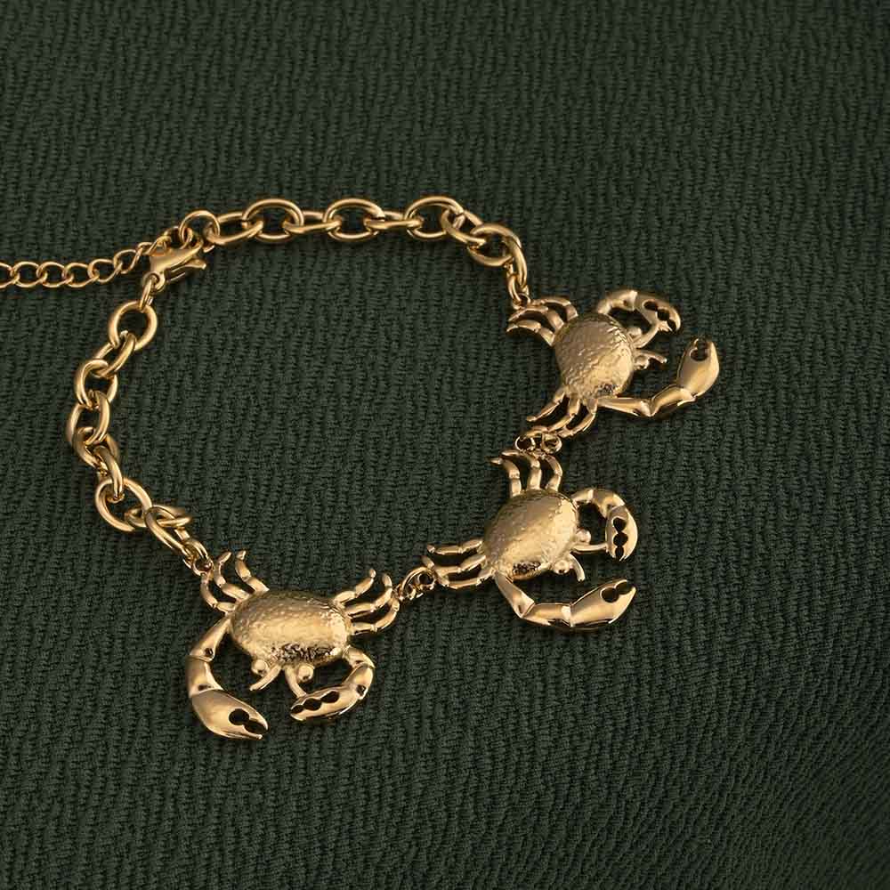 Gold Crab Charm Bracelet