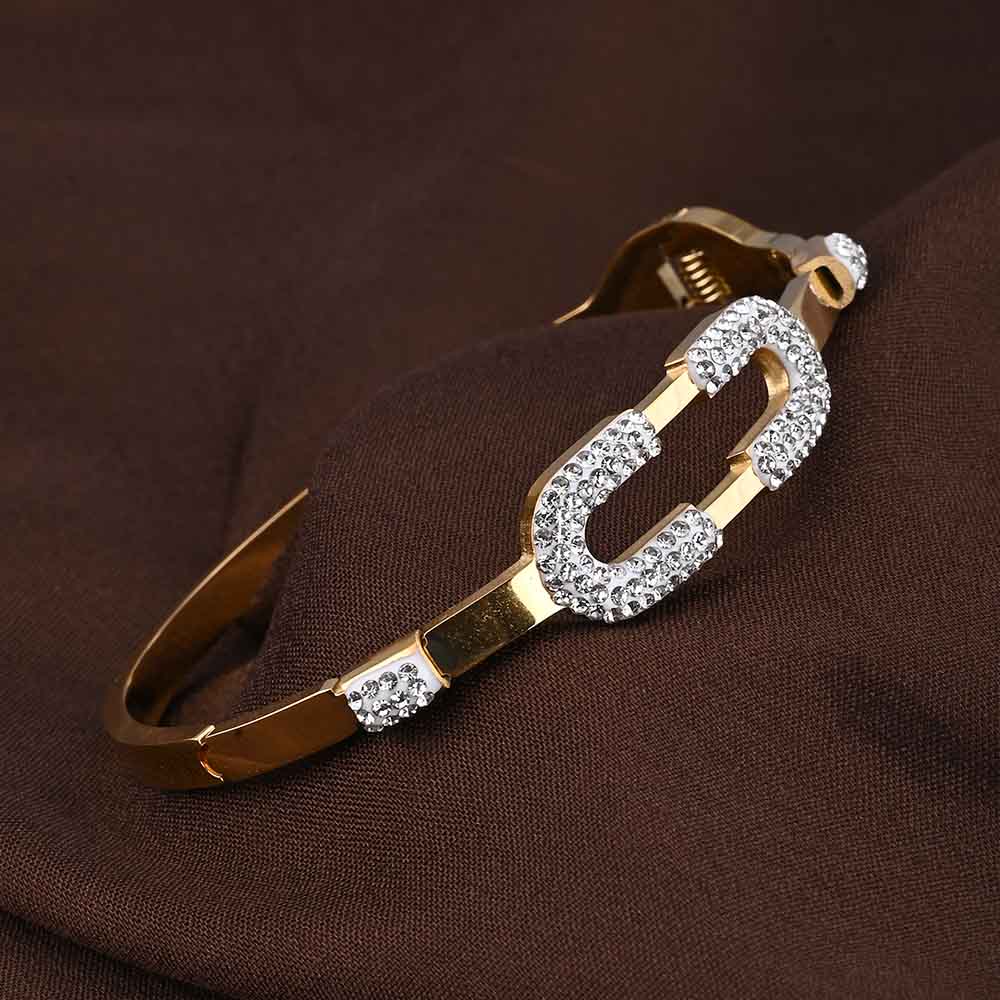 Gold Zircon Studded Cuff Bracelet