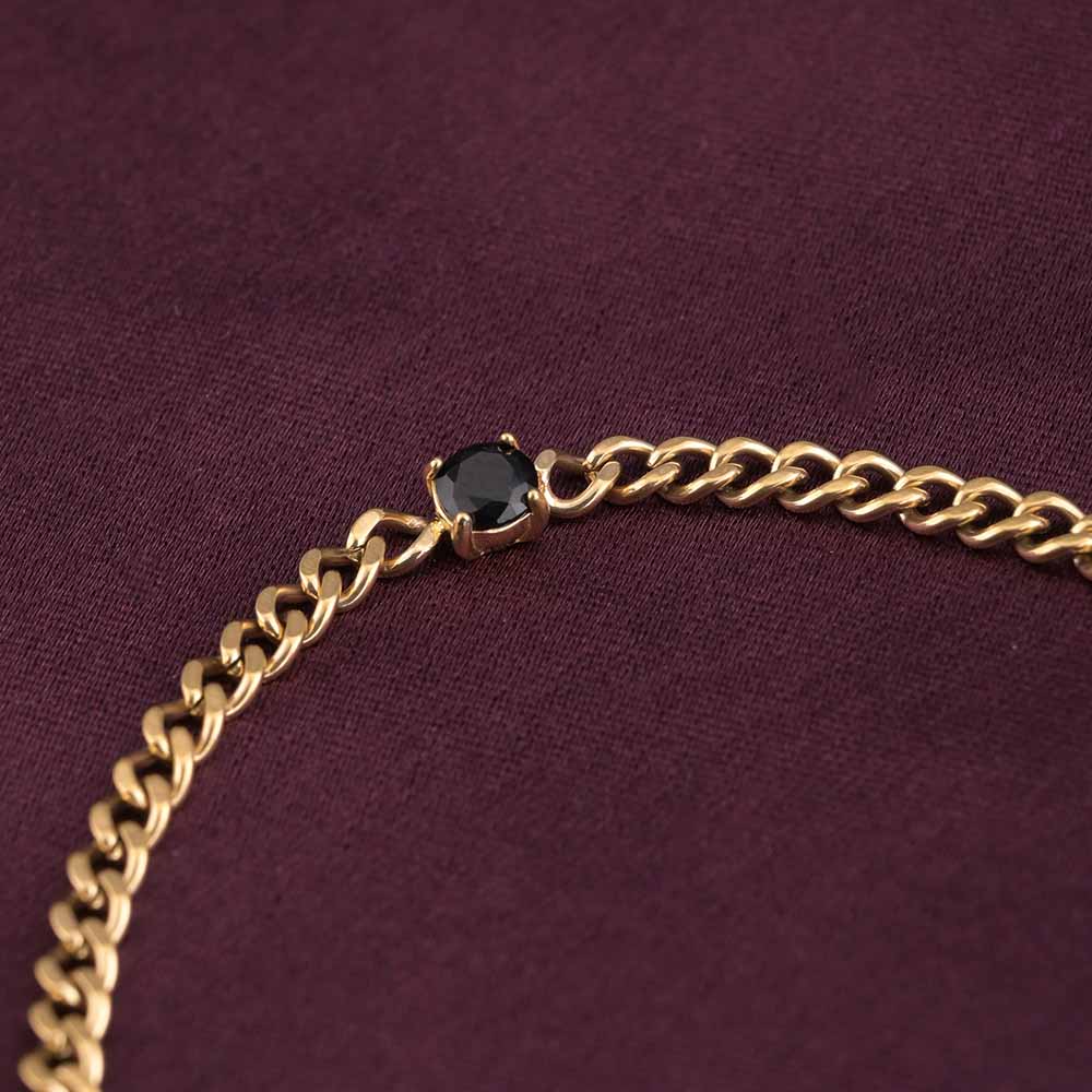Vintage Black Gemstone Chain Bracelet