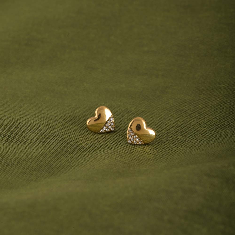 Stone-studded Heart Earrings