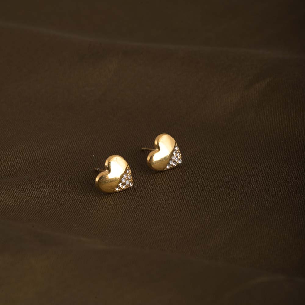 Stone-studded Heart Earrings