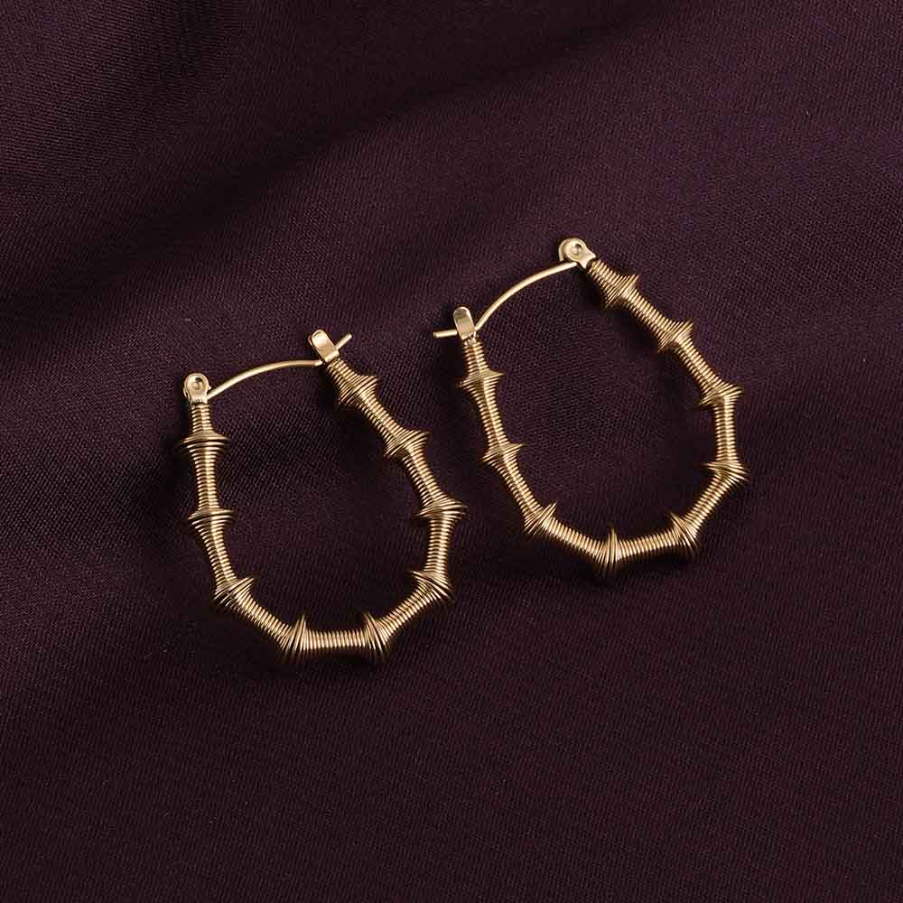Stylish Gold-Toned Textured Hoop Earrings