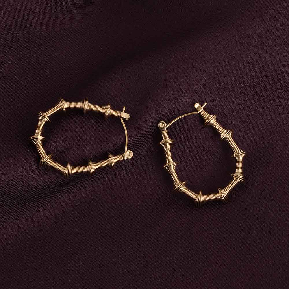 Stylish Gold-Toned Textured Hoop Earrings