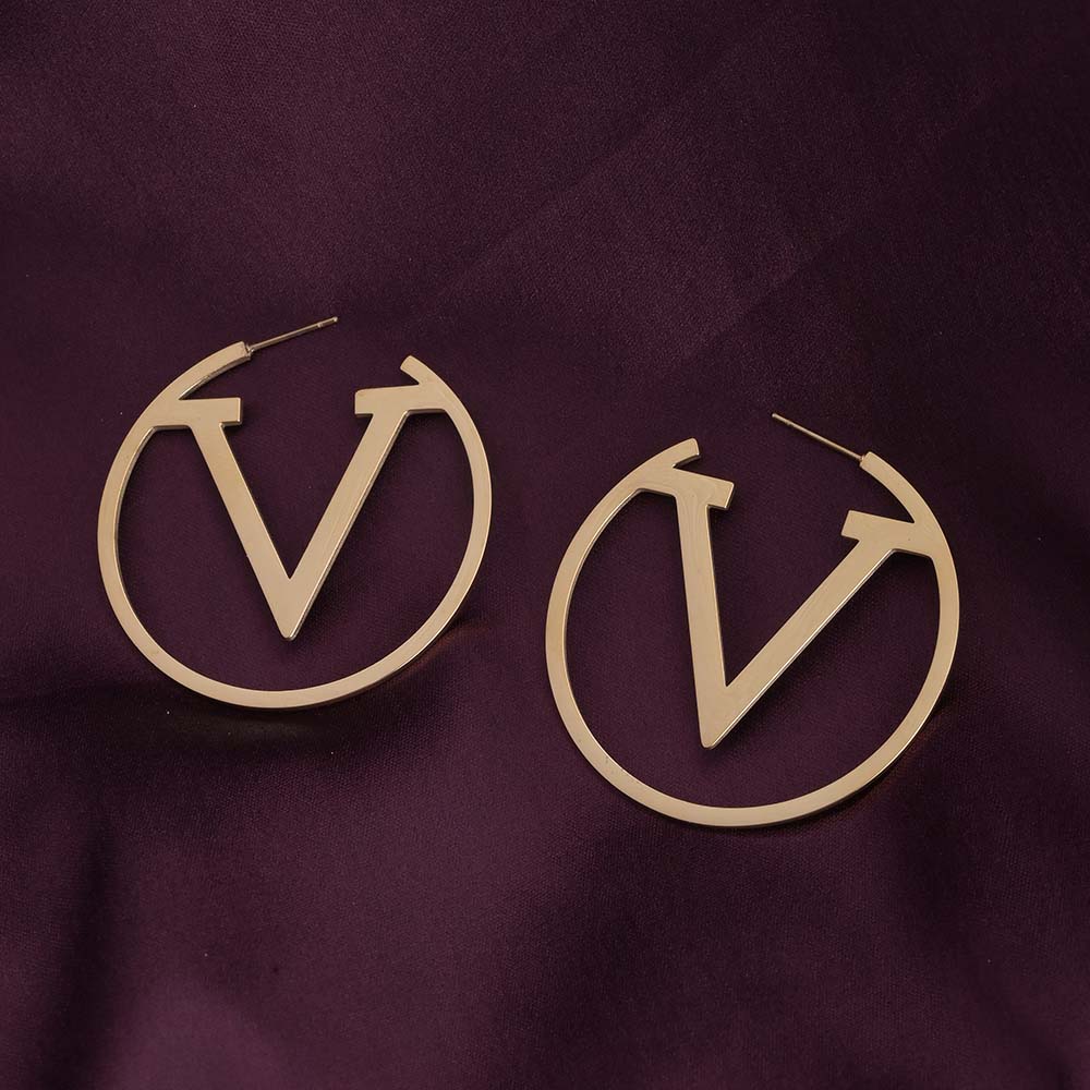 V Round Hoop Earrings