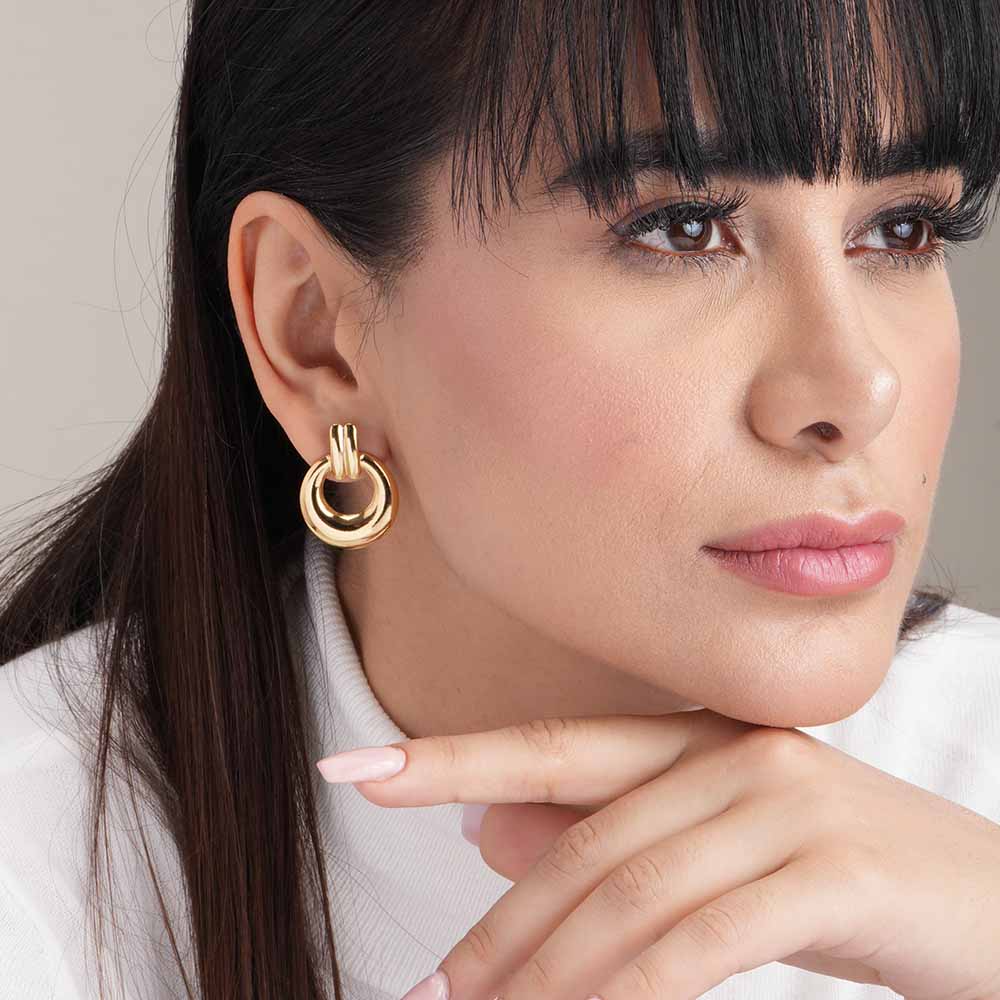 Grooved Gold Hoop Earrings