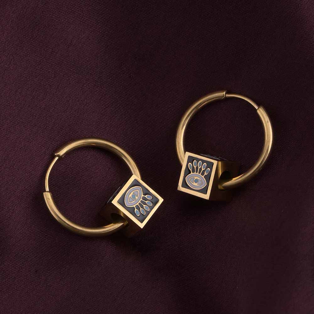 Gold Plated Evil Eye Hoop Earrings
