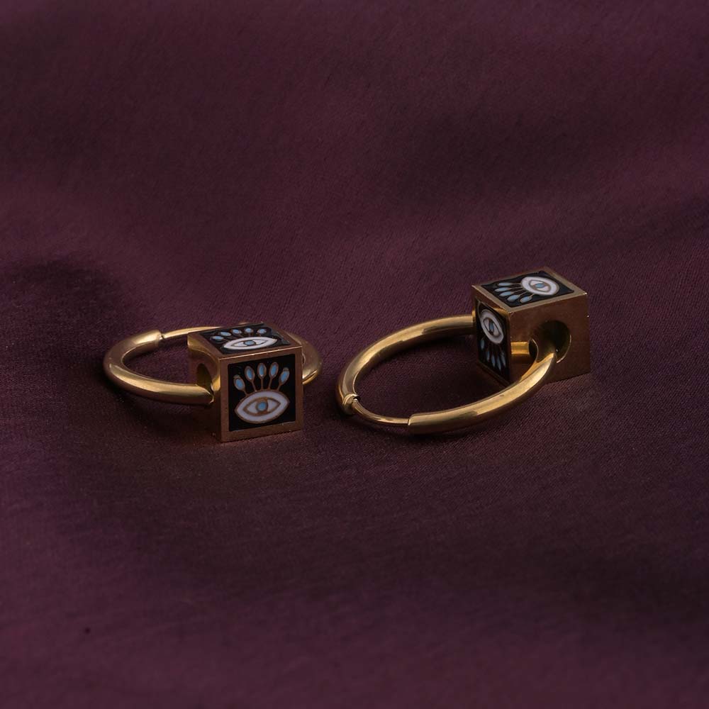 Gold Plated Evil Eye Hoop Earrings