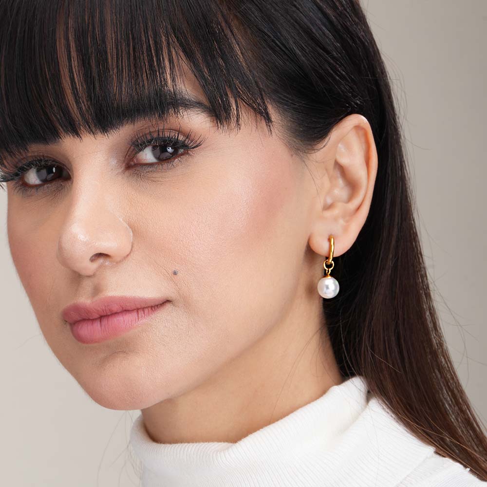 Single Pearl Drop Earrings